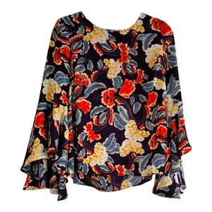 Rose & Olive Floral Bell Sleeve Top